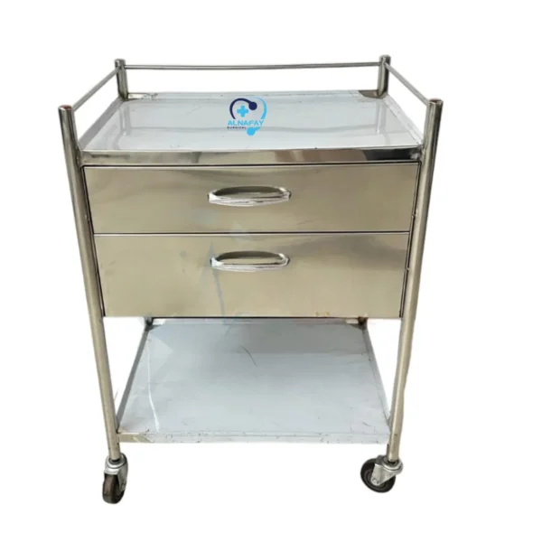 Instrument Trolley with 2 Large Drawers Stainless Steel Dressing Trolley