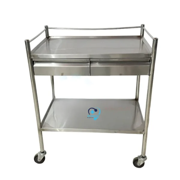 Instrument Trolley with 2 Side Drawers SS Dressing Trolley
