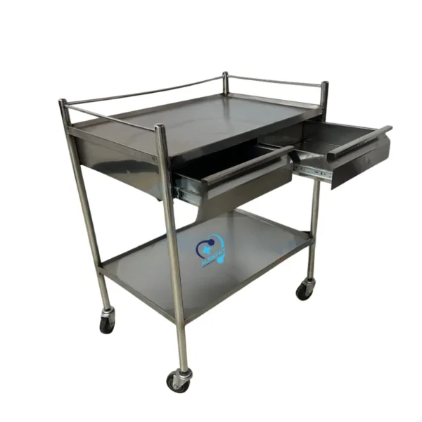 Instrument Trolley with 2 Side Drawers SS Dressing Trolley
